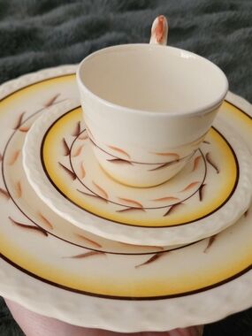 Merlox Vernonware Arcadia Ocal Covered Vintage Cup Dish Tea Set Collectible RARE